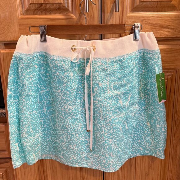 Lilly Pulitzer Hayden Skirt XL Shorely Blue Ice Cake NWT Linen - Picture 1 of 10